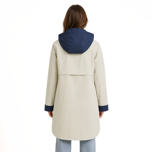 Color-Block Hooded Long Coat-Fowsa