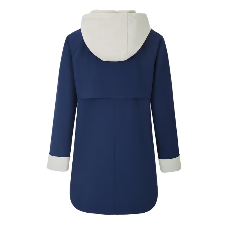 Color-Block Hooded Long Coat-Fowsa