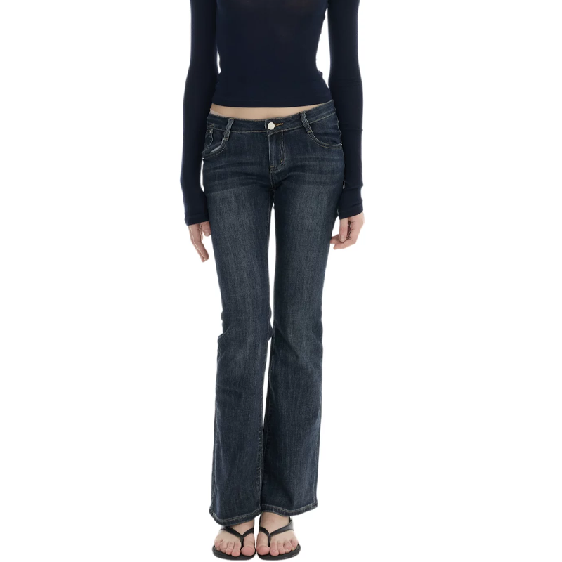 Dark Indigo Low-Rise Bootcut Jeans