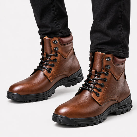 Men’s Lace Up Lug Sole Short Boots-Fowsa
