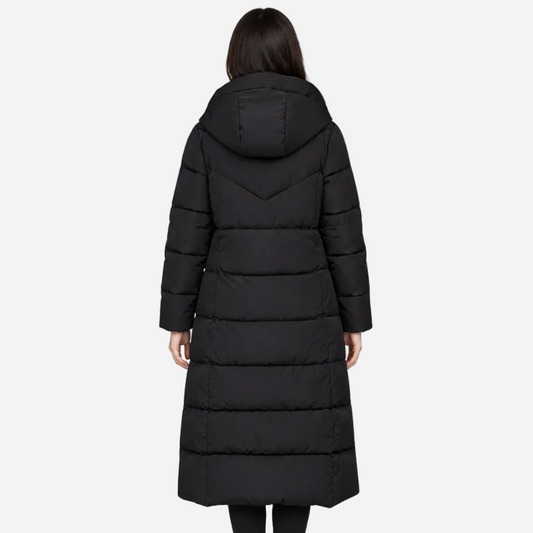 Women's Hooded Quilted Padded Long Coat-Fowsa