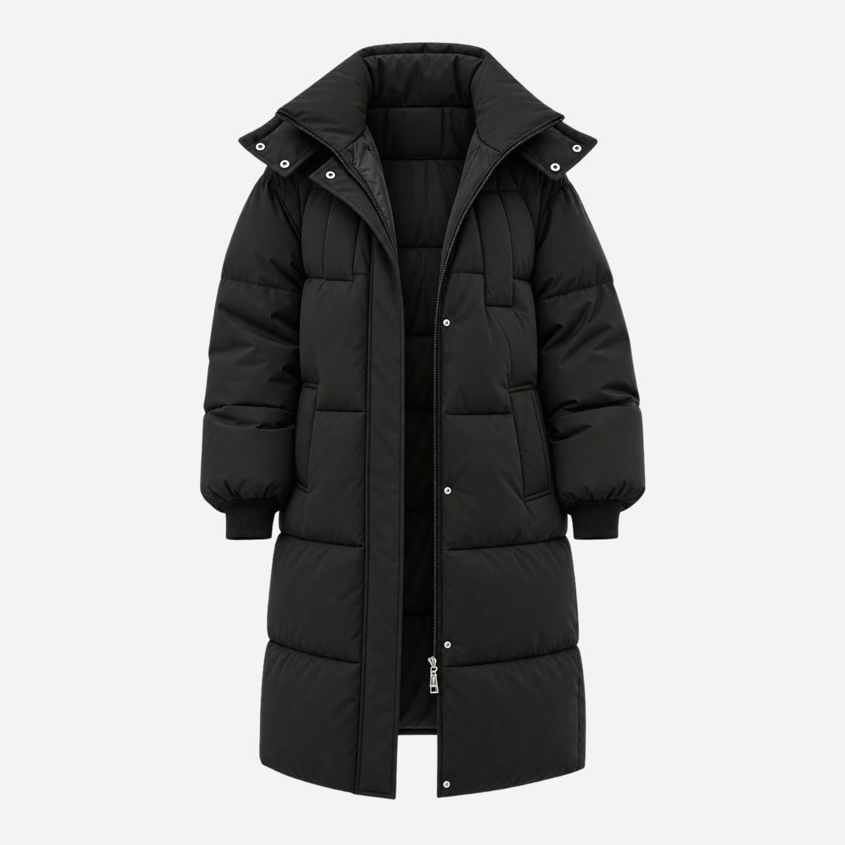 Women's Long Hooded Puffer Jacket-Fowsa