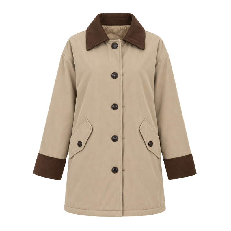 Women's Quilted Lined Button Jacket-Fowsa