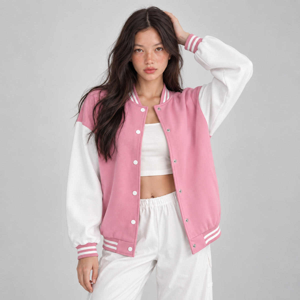 Women's Fleece-Lined Varsity Jacket-Fowsa