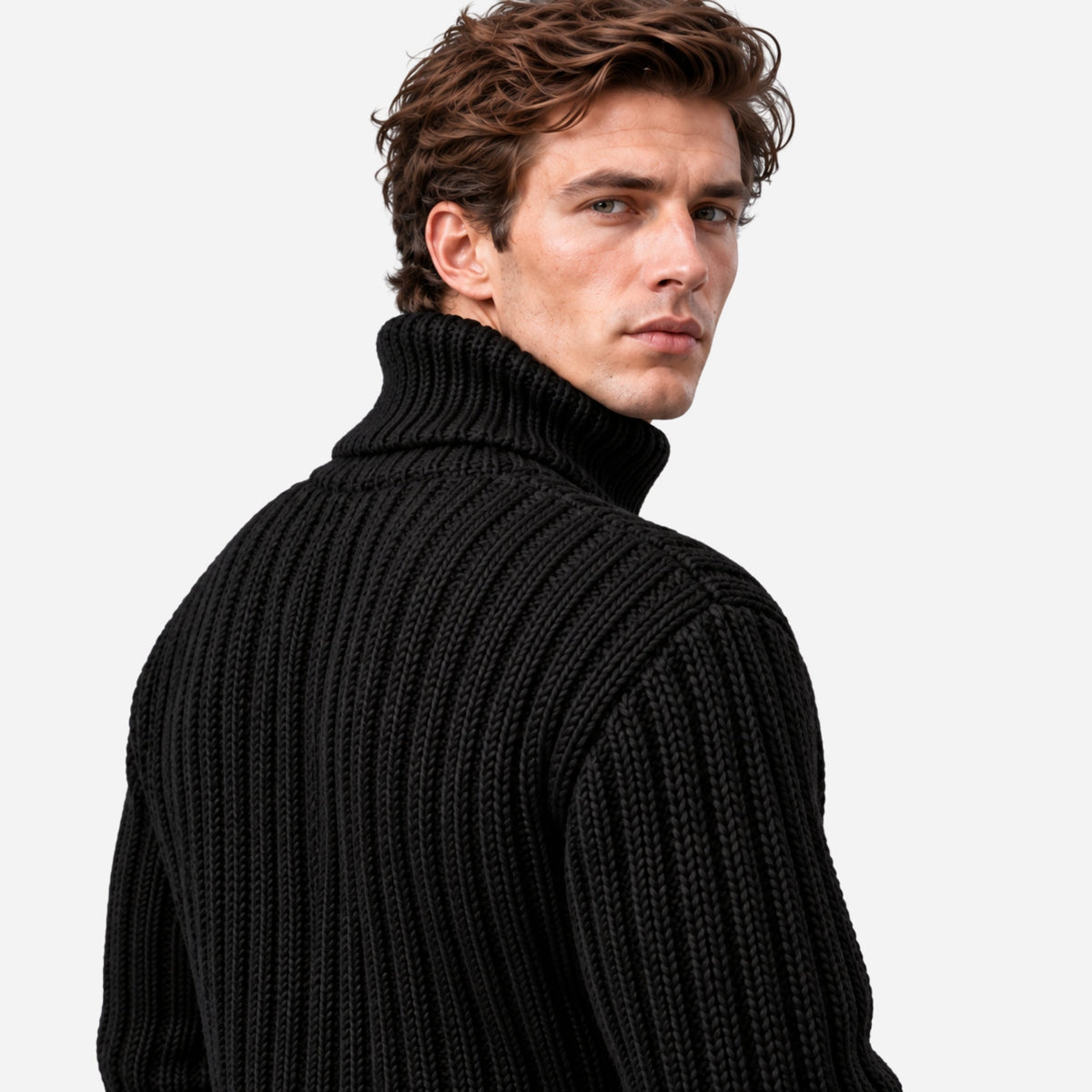 Men’s Ribbed Roll Neck Knitted Jumper