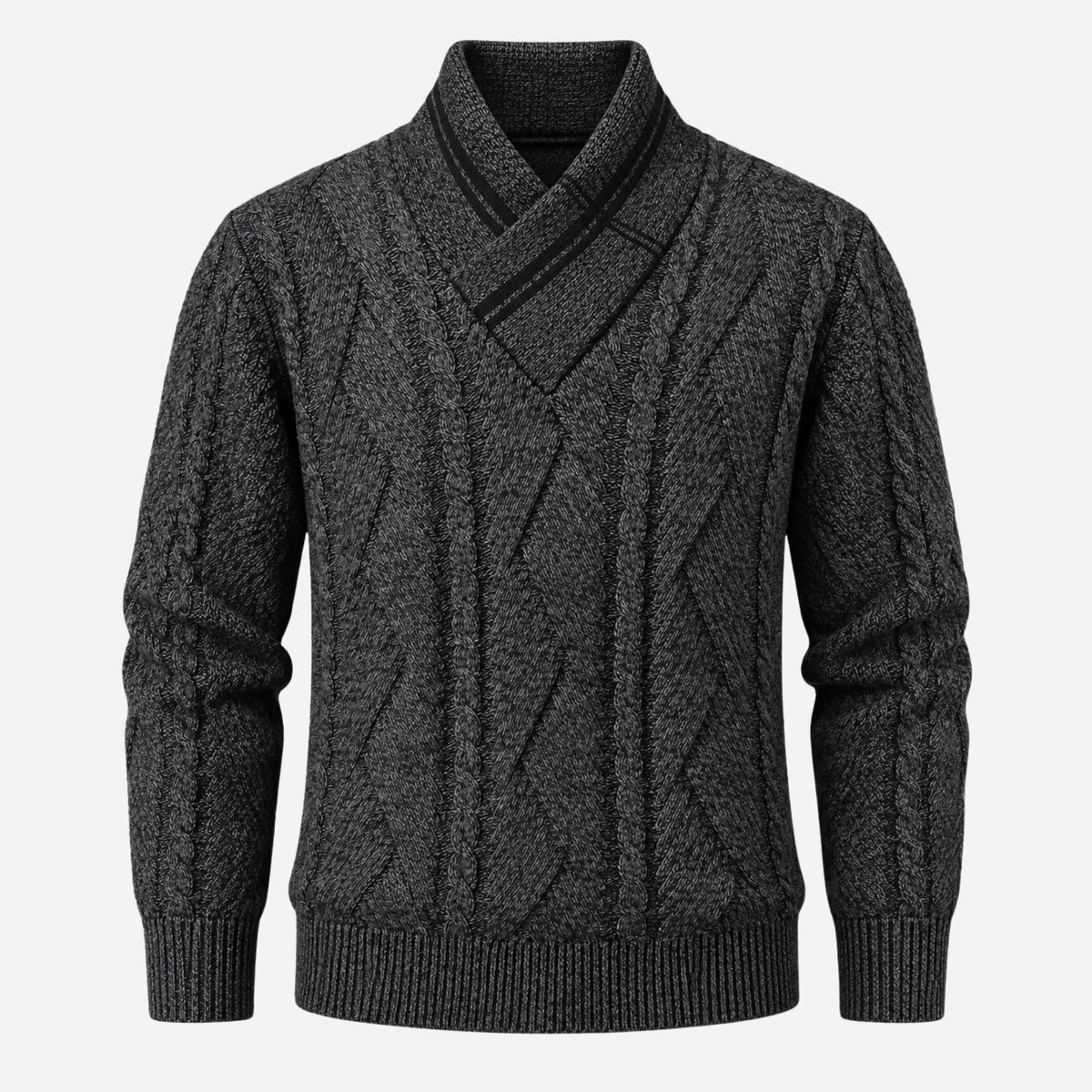 Men’s Cable Knit Shawl Collar Jumper