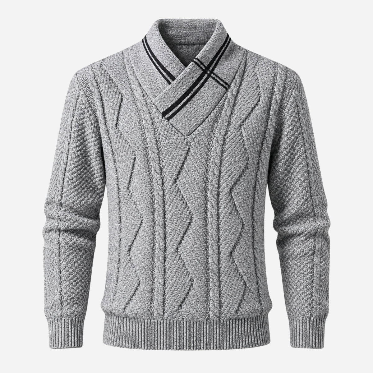 Men’s Cable Knit Shawl Collar Jumper