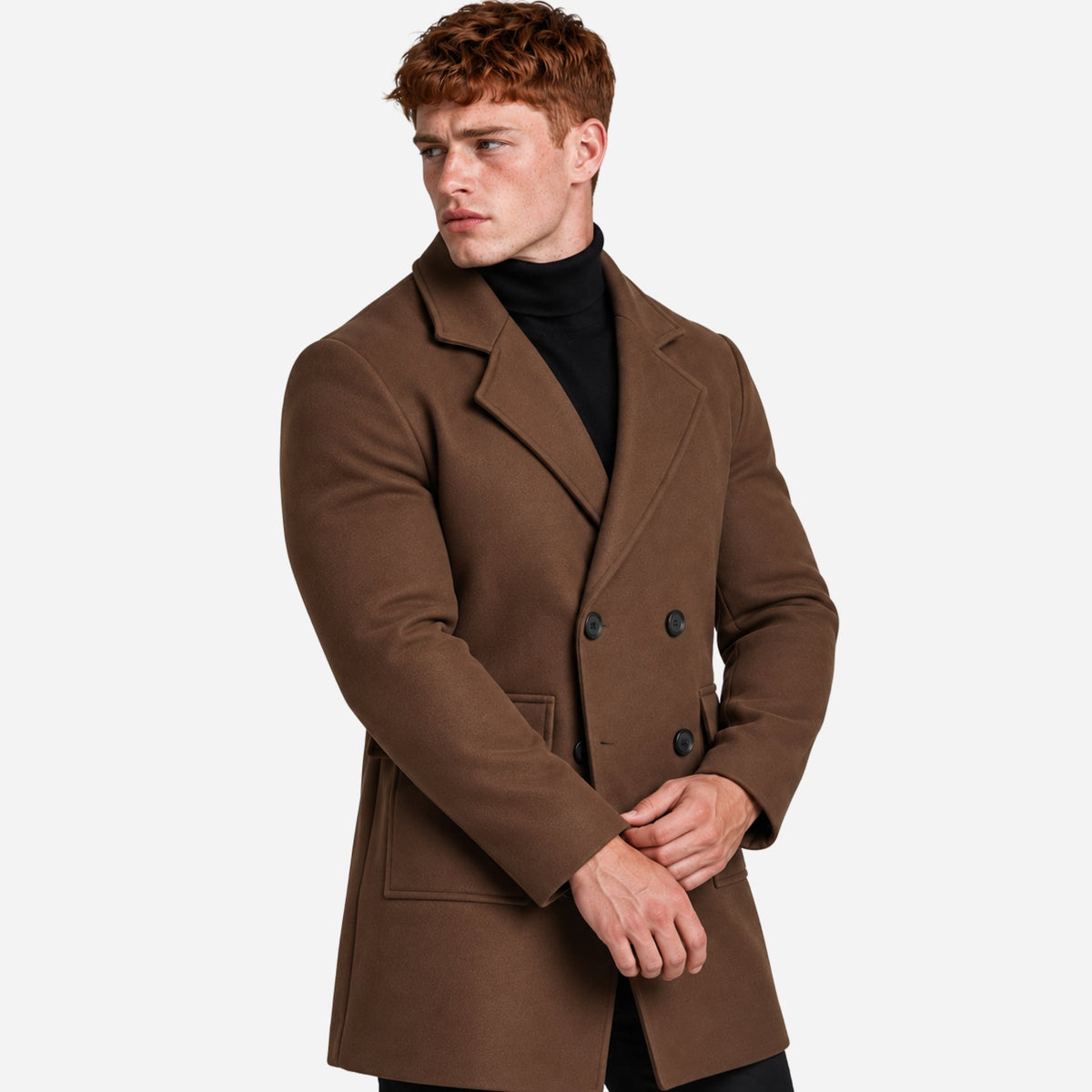 Men’s Double-Breasted Mid-Length Coat