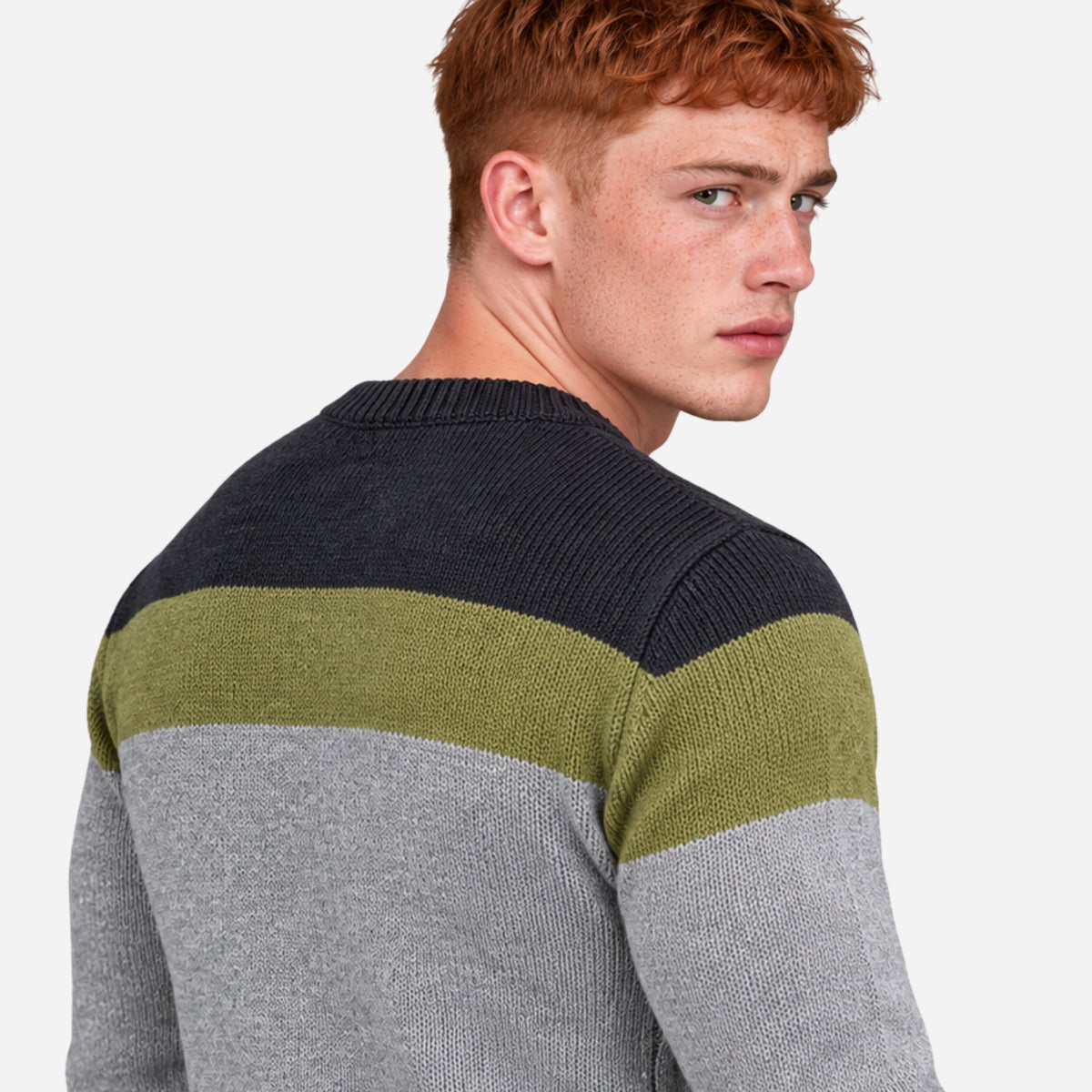 Men’s Colour Block Cable Knit Jumper