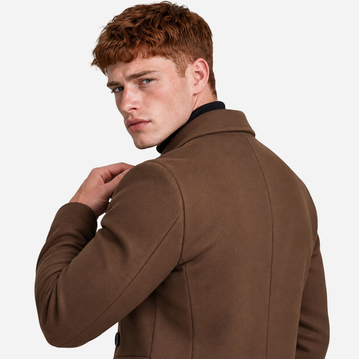 Men’s Double-Breasted Mid-Length Coat