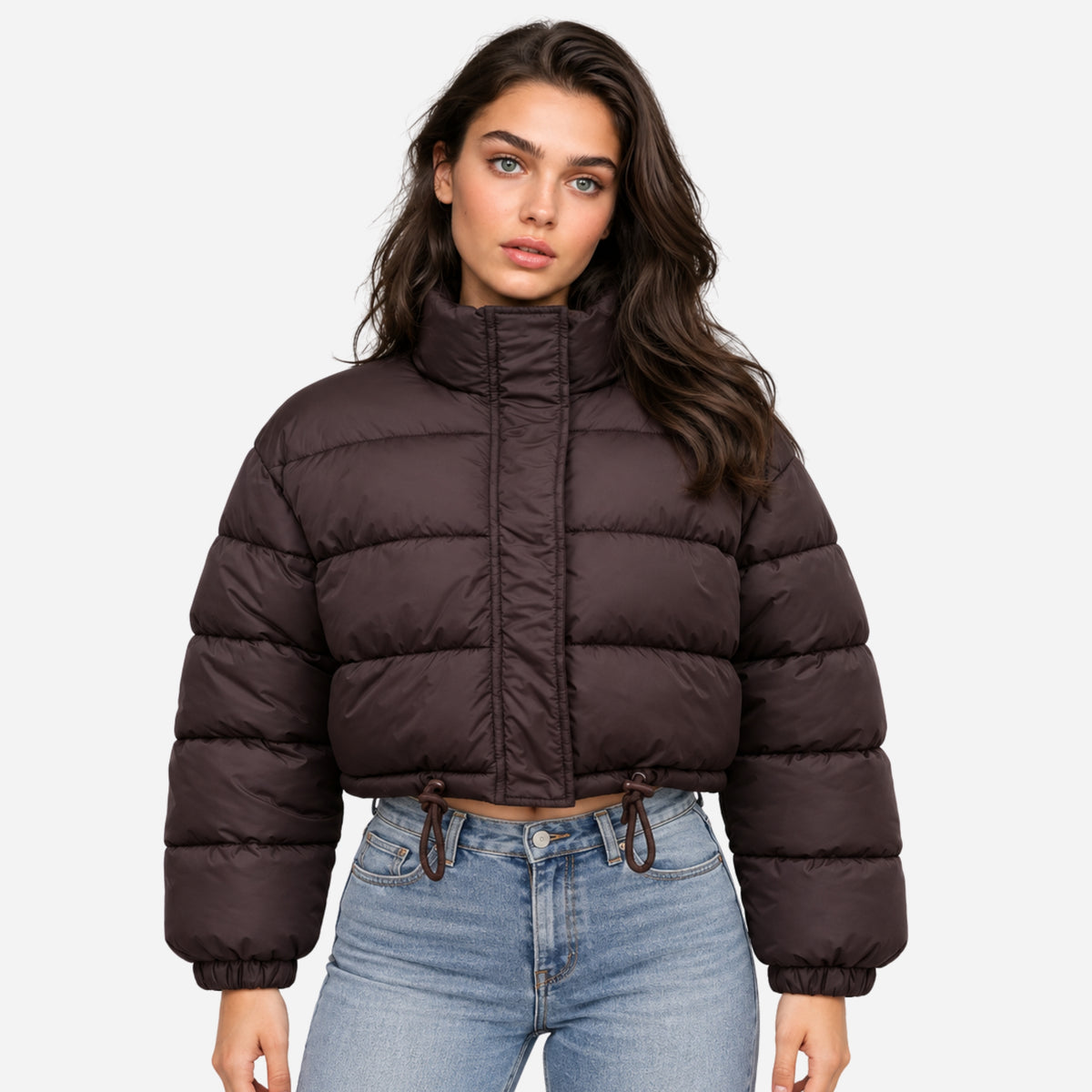 Women’s Cropped Drawstring Hem Puffer Jacket