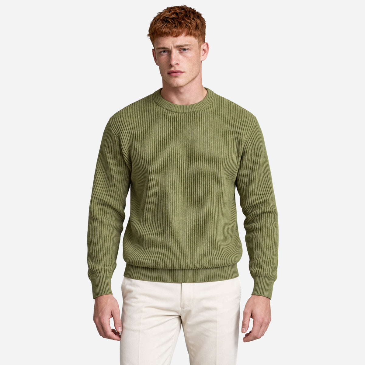 Men’s Textured Rib Knit Crew Jumper