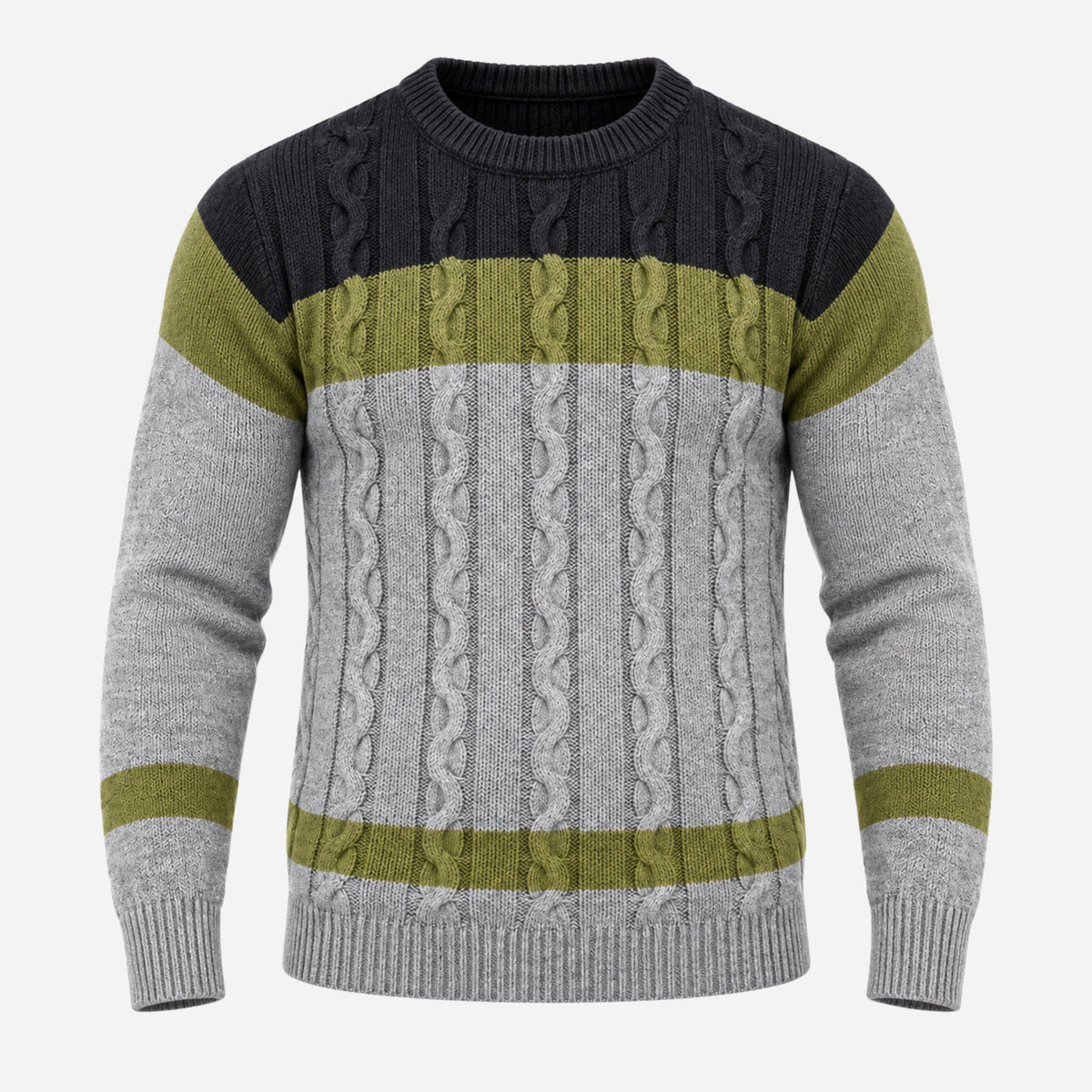 Men’s Colour Block Cable Knit Jumper