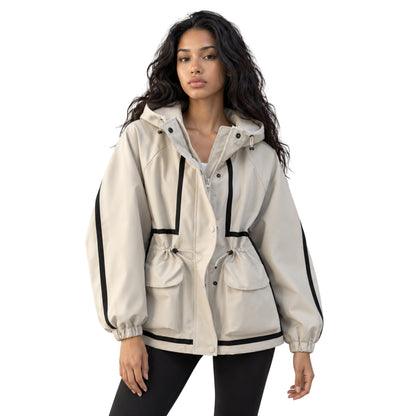 Women's Hooded Drawstring Utility Jacket-Fowsa