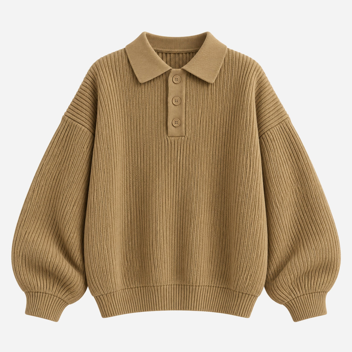 Men’s Textured Rib Knit Polo Jumper