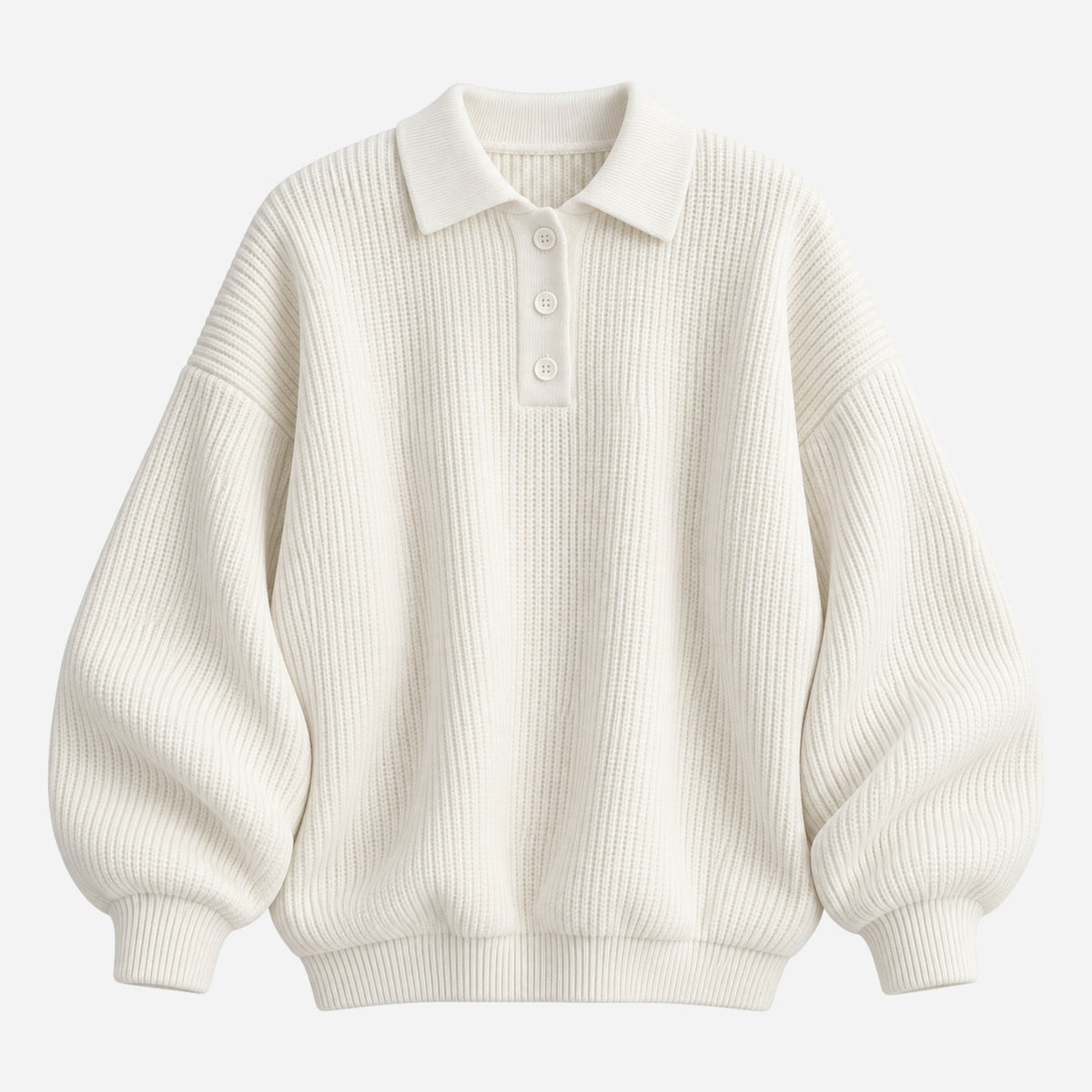 Men’s Textured Rib Knit Polo Jumper