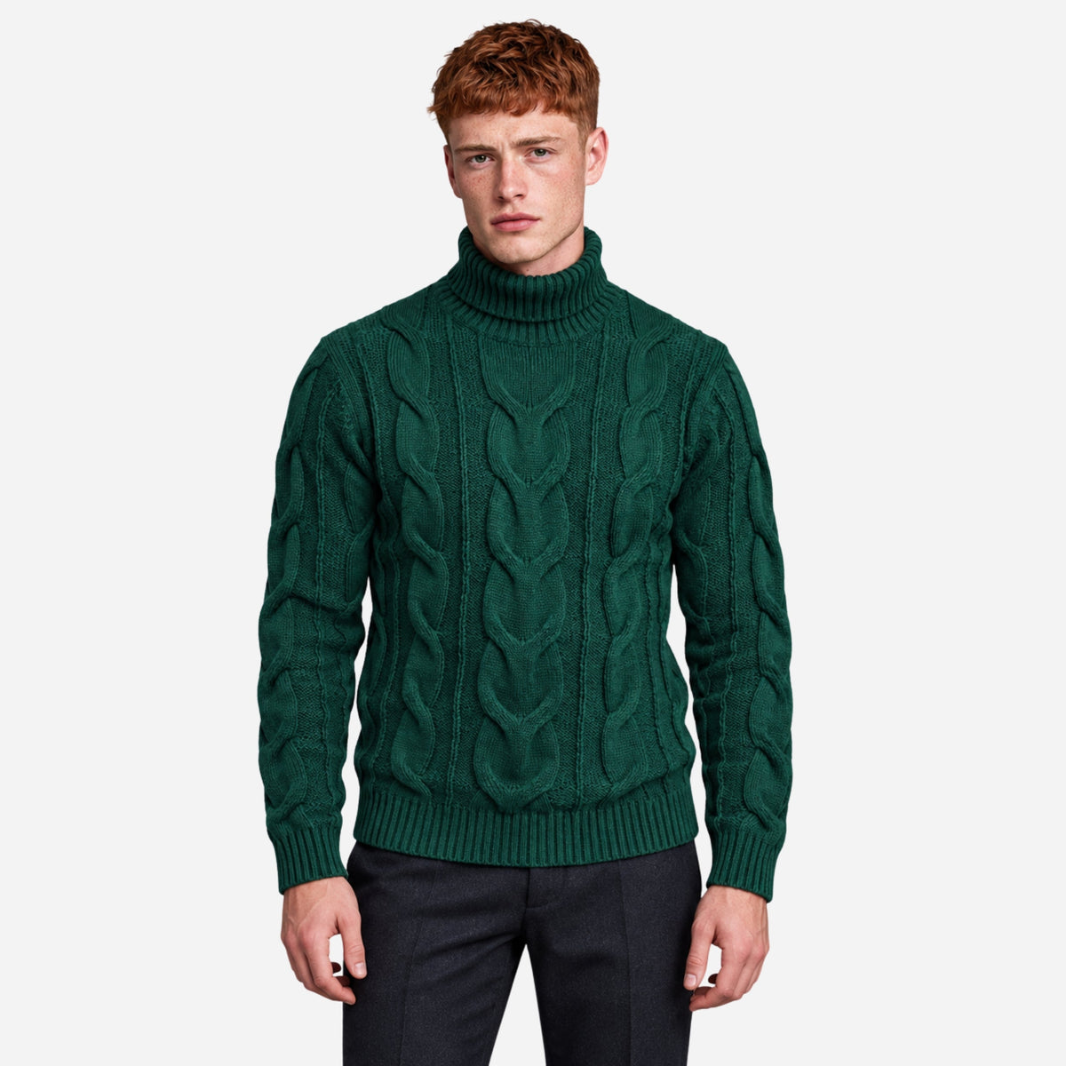 Men’s Cable Knit Turtleneck Jumper