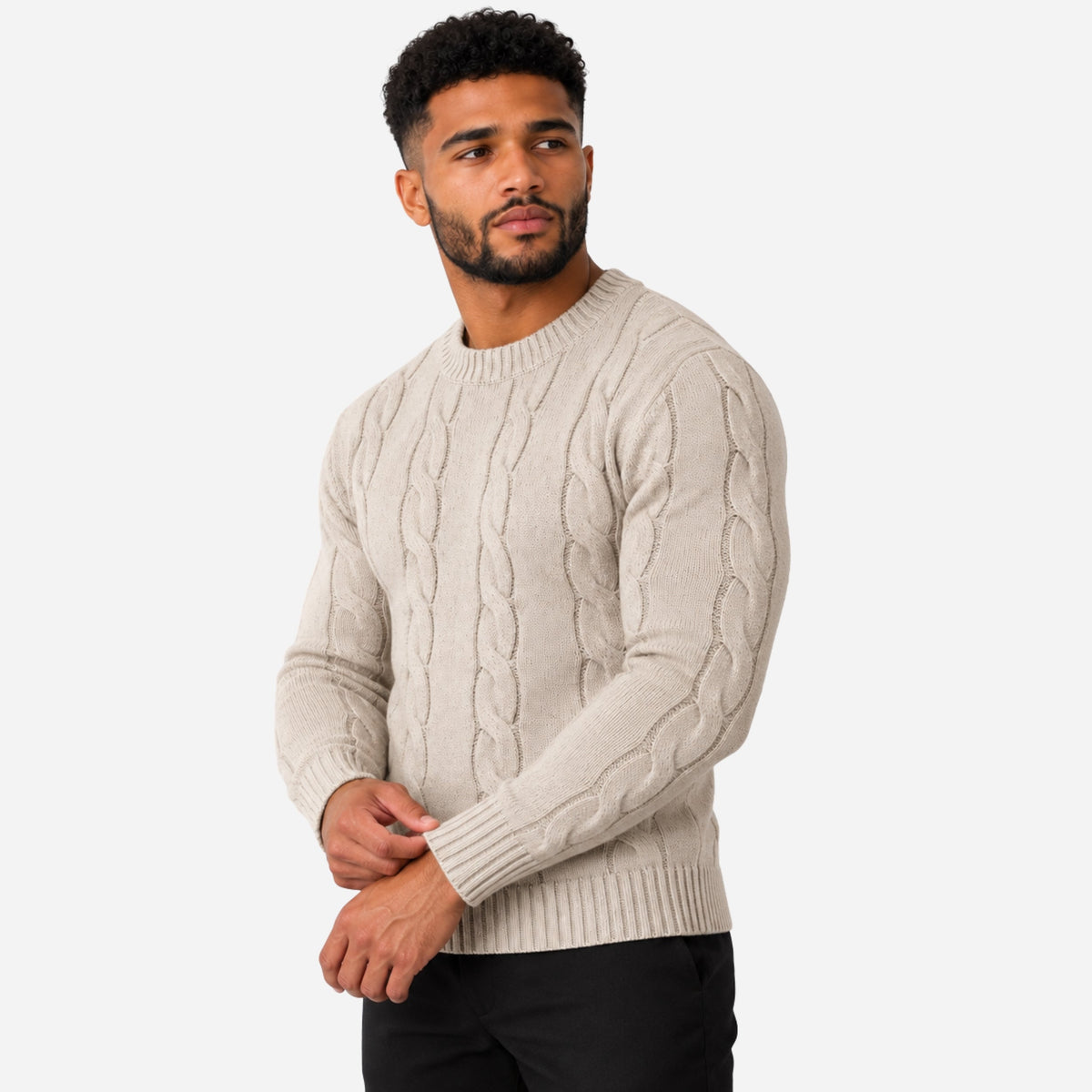 Men’s Cable Knit Crew Neck Jumper