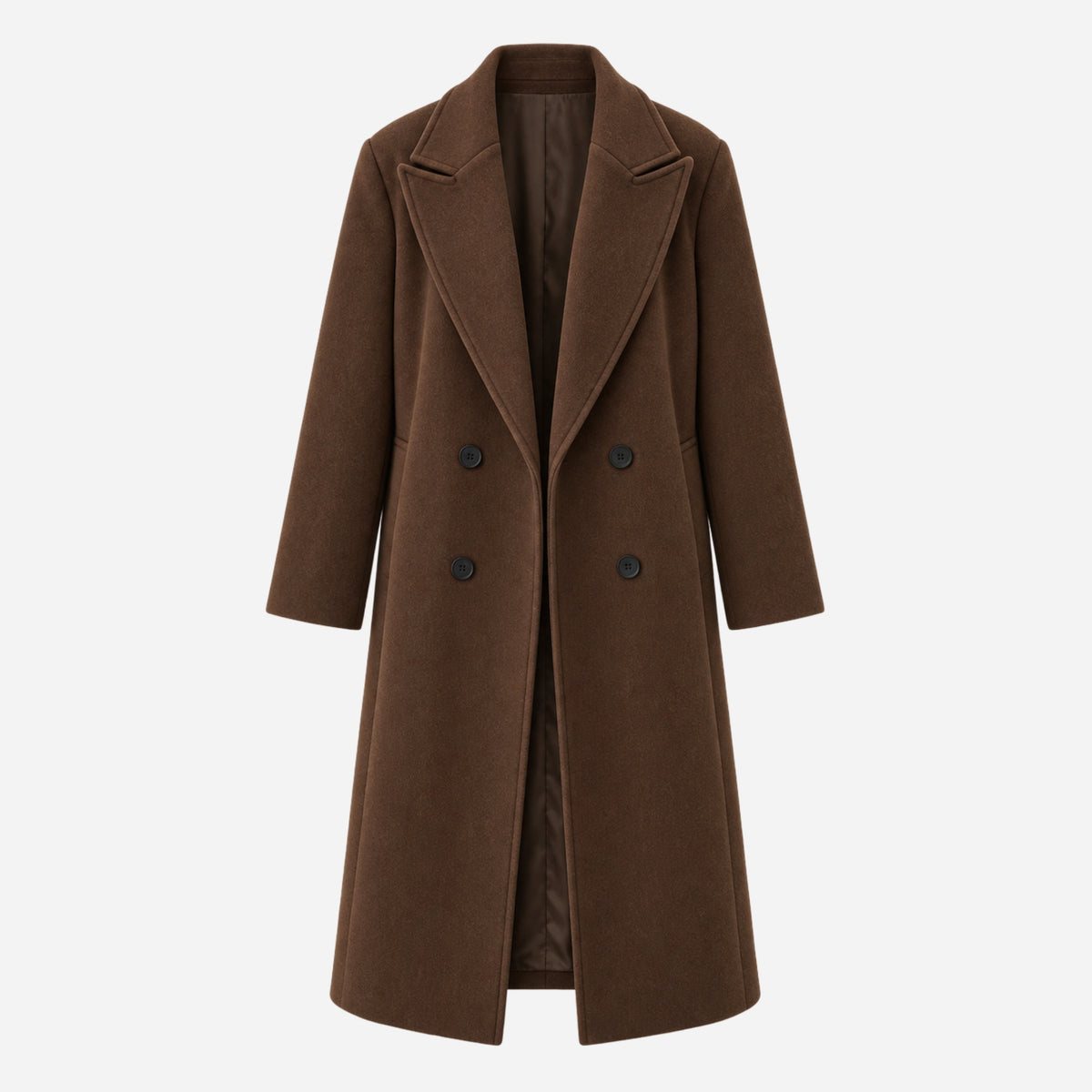 Women's Oversized Double-Breasted Long Coat-Fowsa