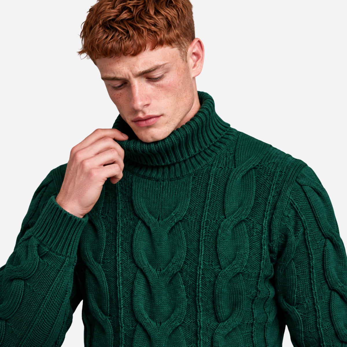 Men’s Cable Knit Turtleneck Jumper