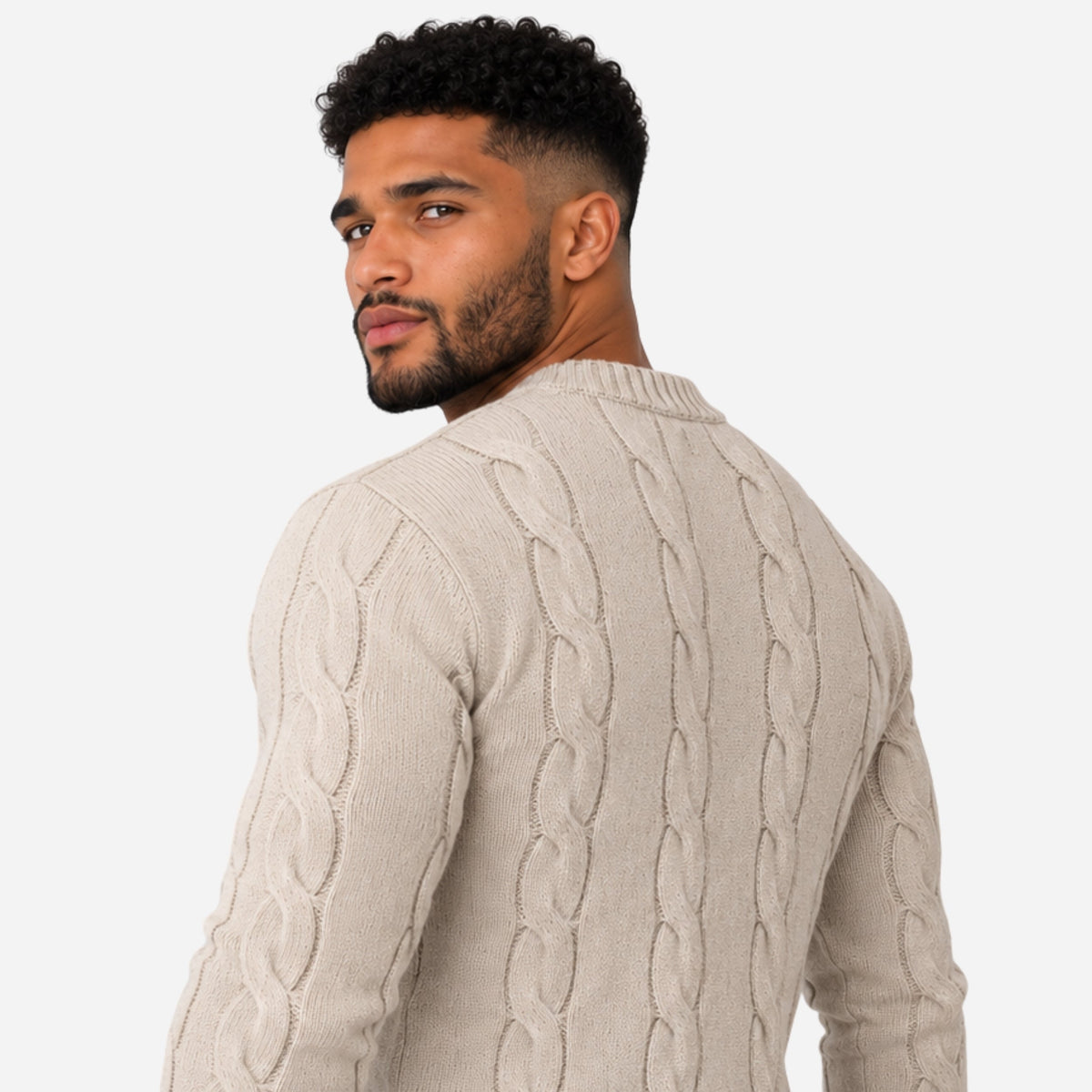Men’s Cable Knit Crew Neck Jumper