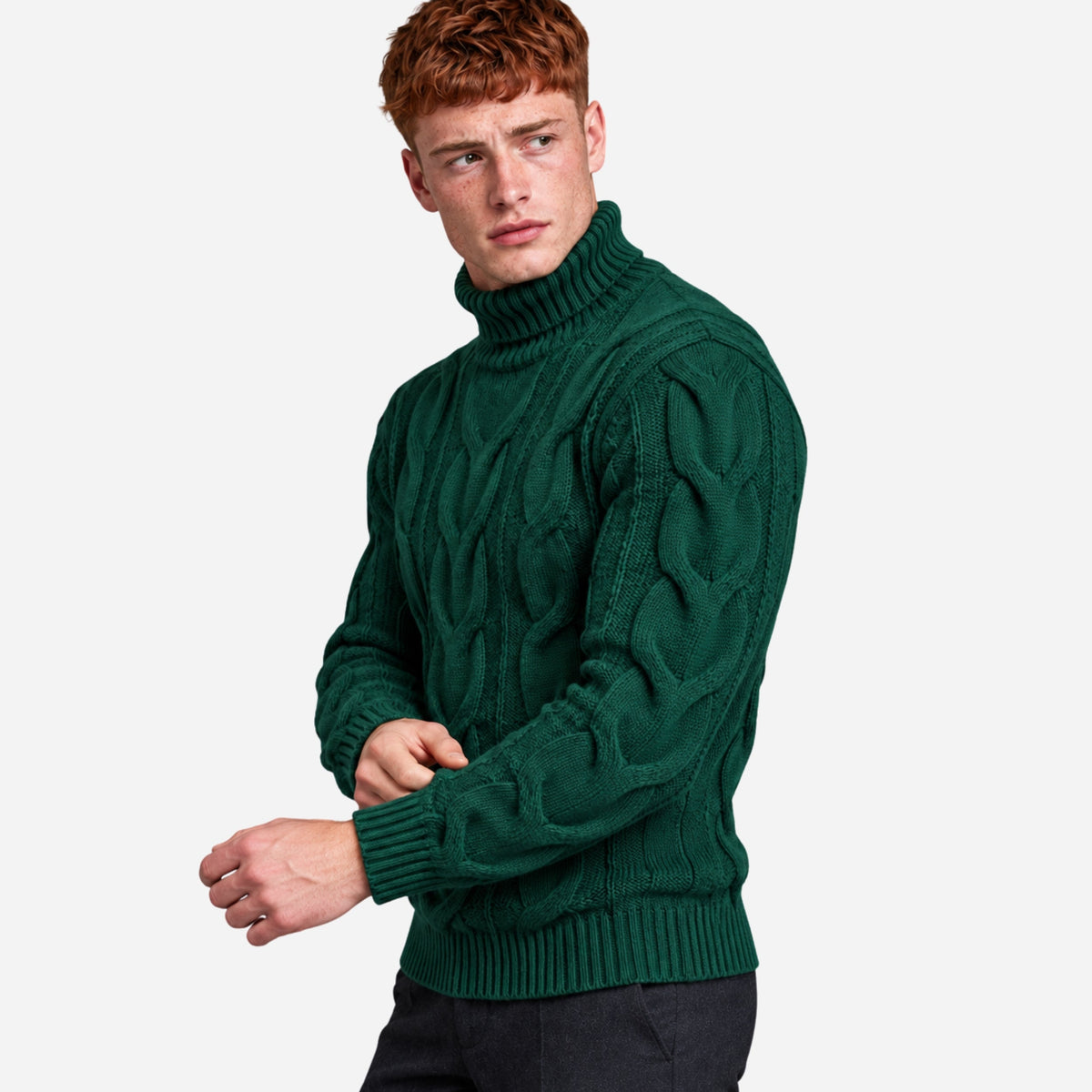 Men’s Cable Knit Turtleneck Jumper