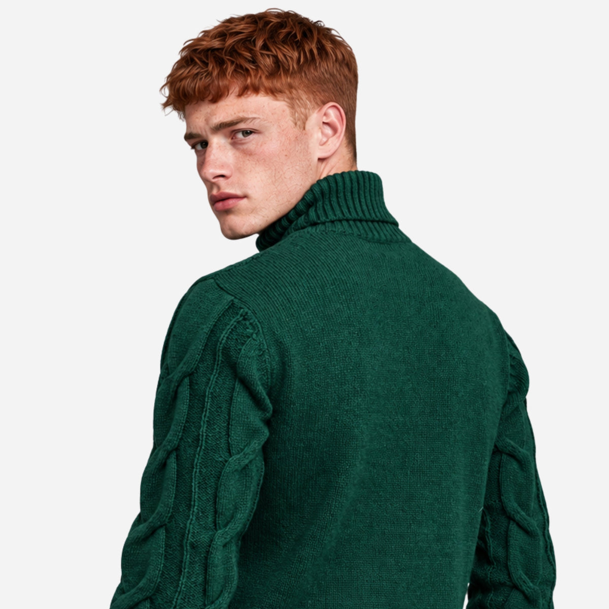 Men’s Cable Knit Turtleneck Jumper