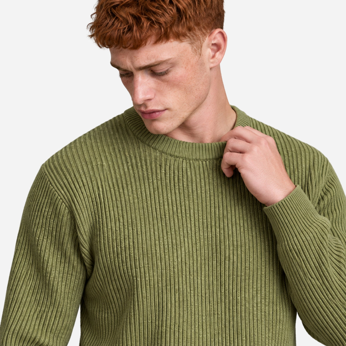 Men’s Textured Rib Knit Crew Jumper