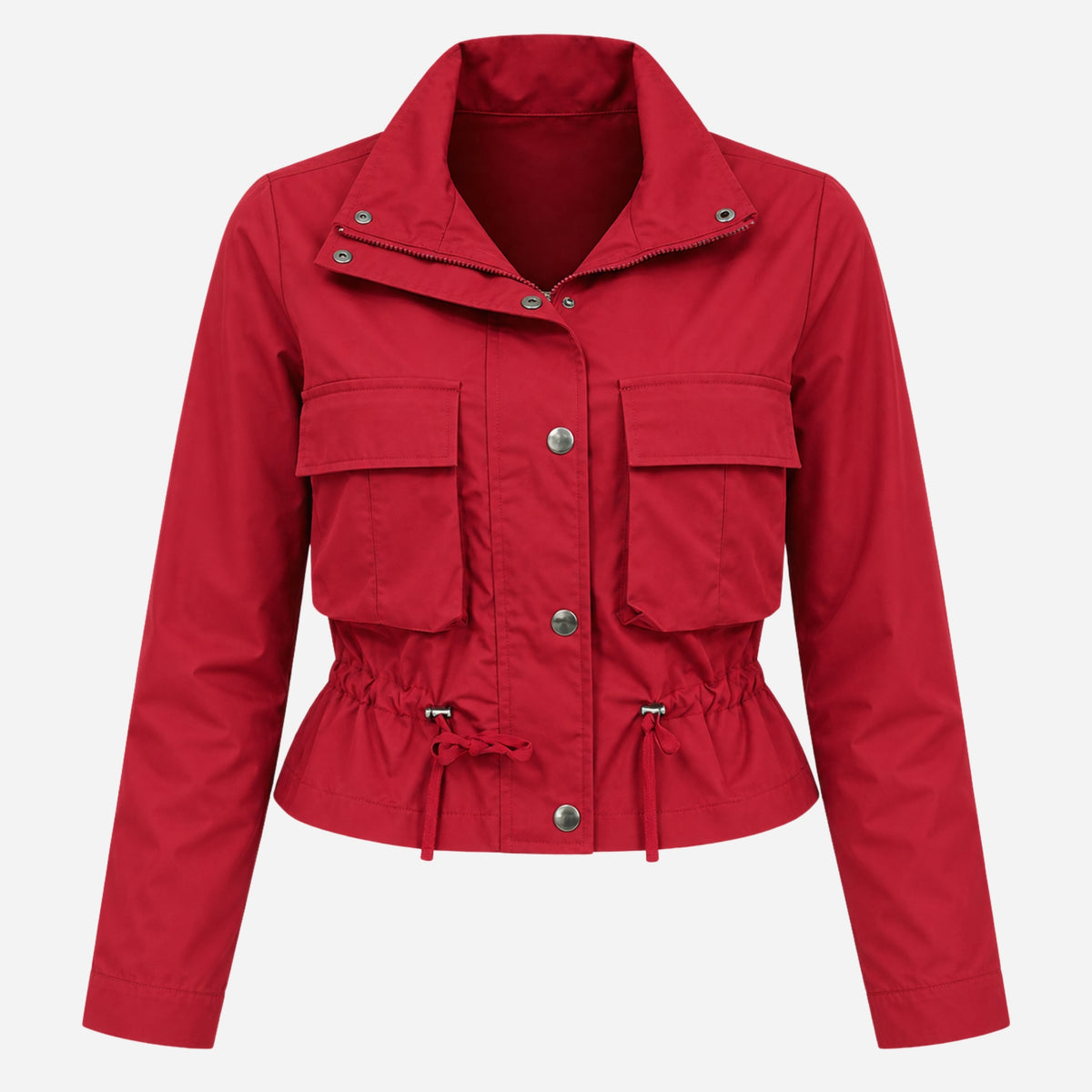 Women's Cropped Utility Cargo Windbreaker Jacket-Fowsa