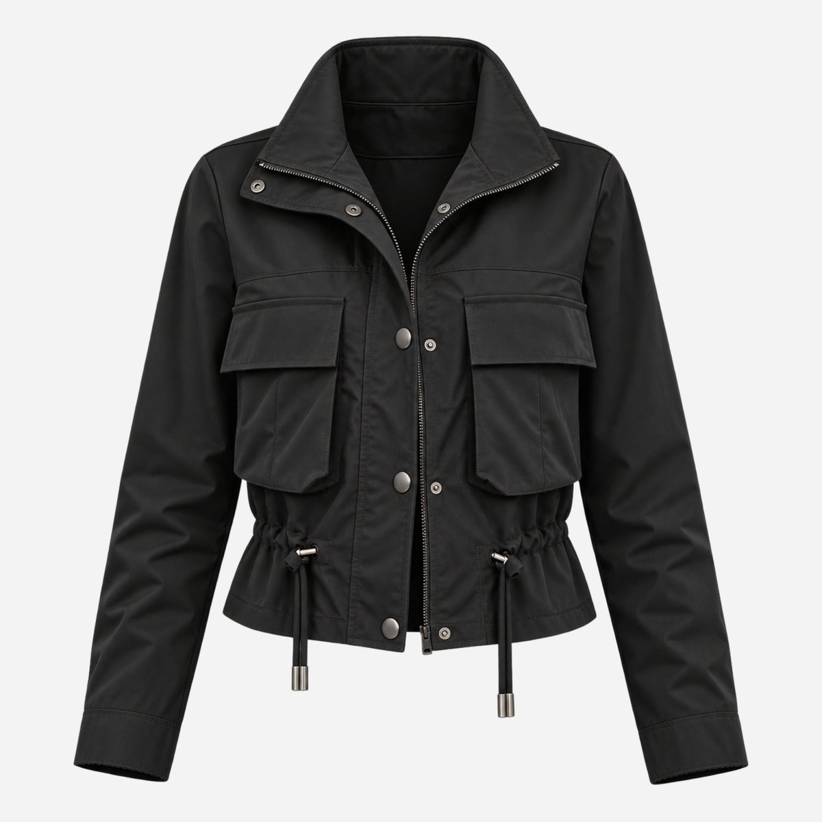 Women's Cropped Utility Cargo Windbreaker Jacket-Fowsa