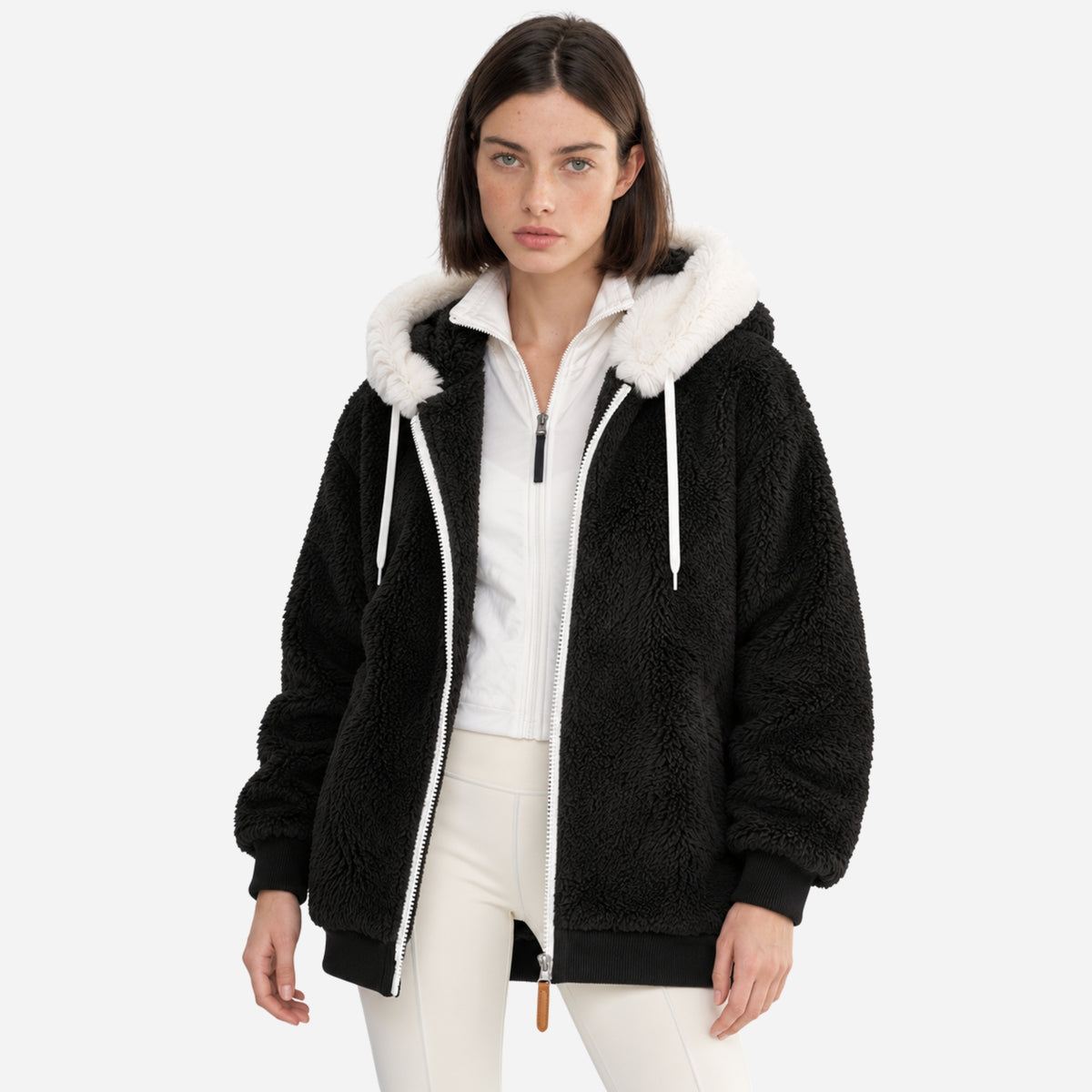 Women's Hooded Teddy Fleece Jacket-Fowsa