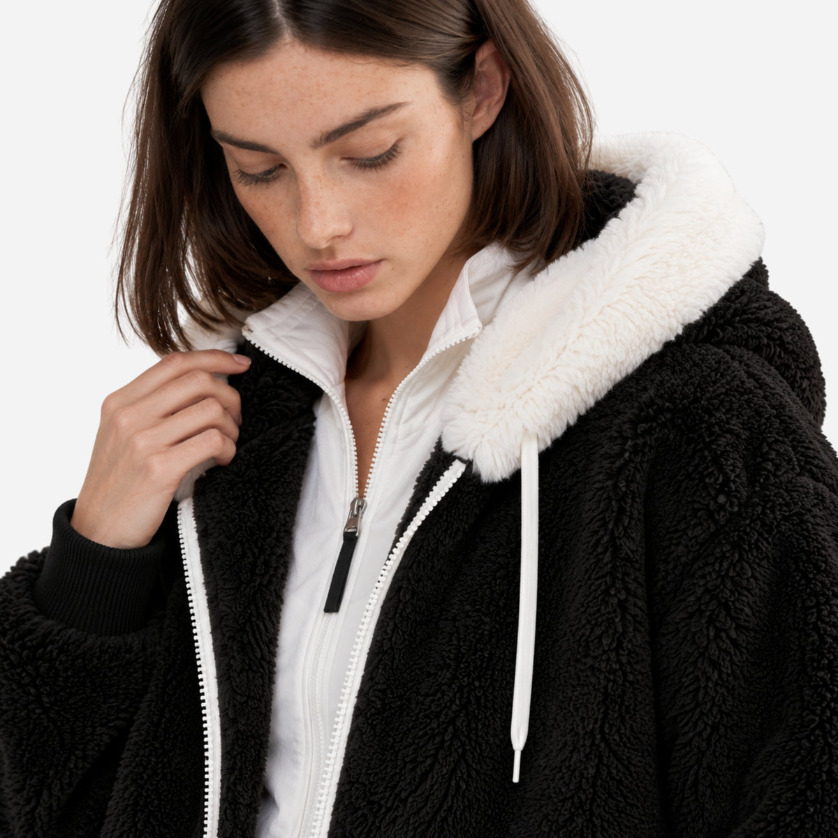 Women's Hooded Teddy Fleece Jacket-Fowsa