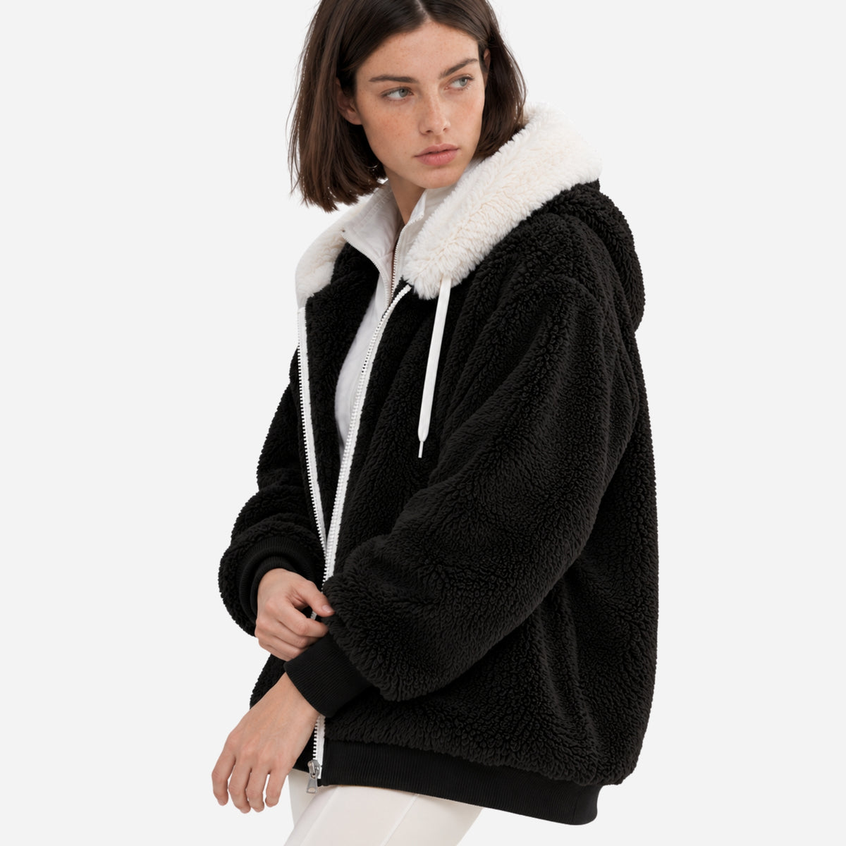 Women's Hooded Teddy Fleece Jacket-Fowsa