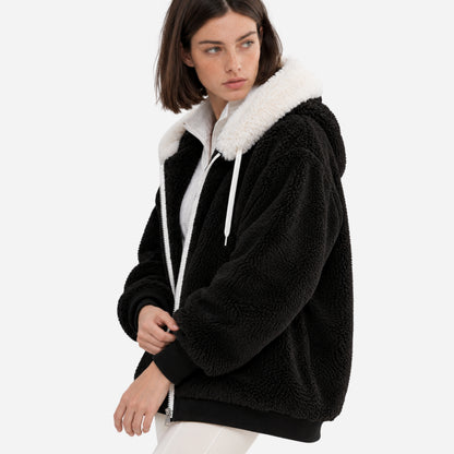 Women's Hooded Teddy Fleece Jacket-Fowsa