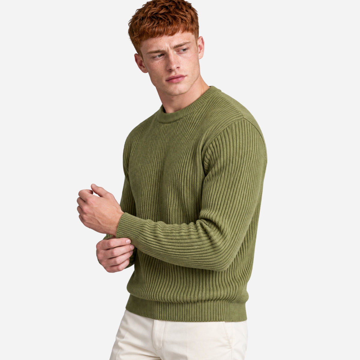 Men’s Textured Rib Knit Crew Jumper
