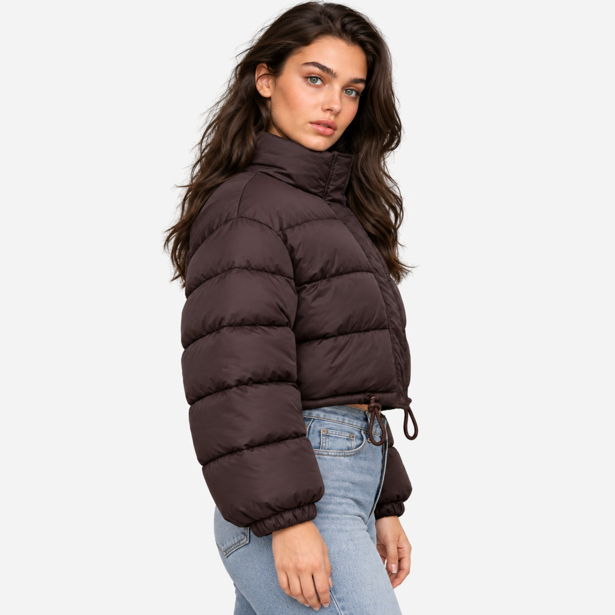 Women’s Cropped Drawstring Hem Puffer Jacket