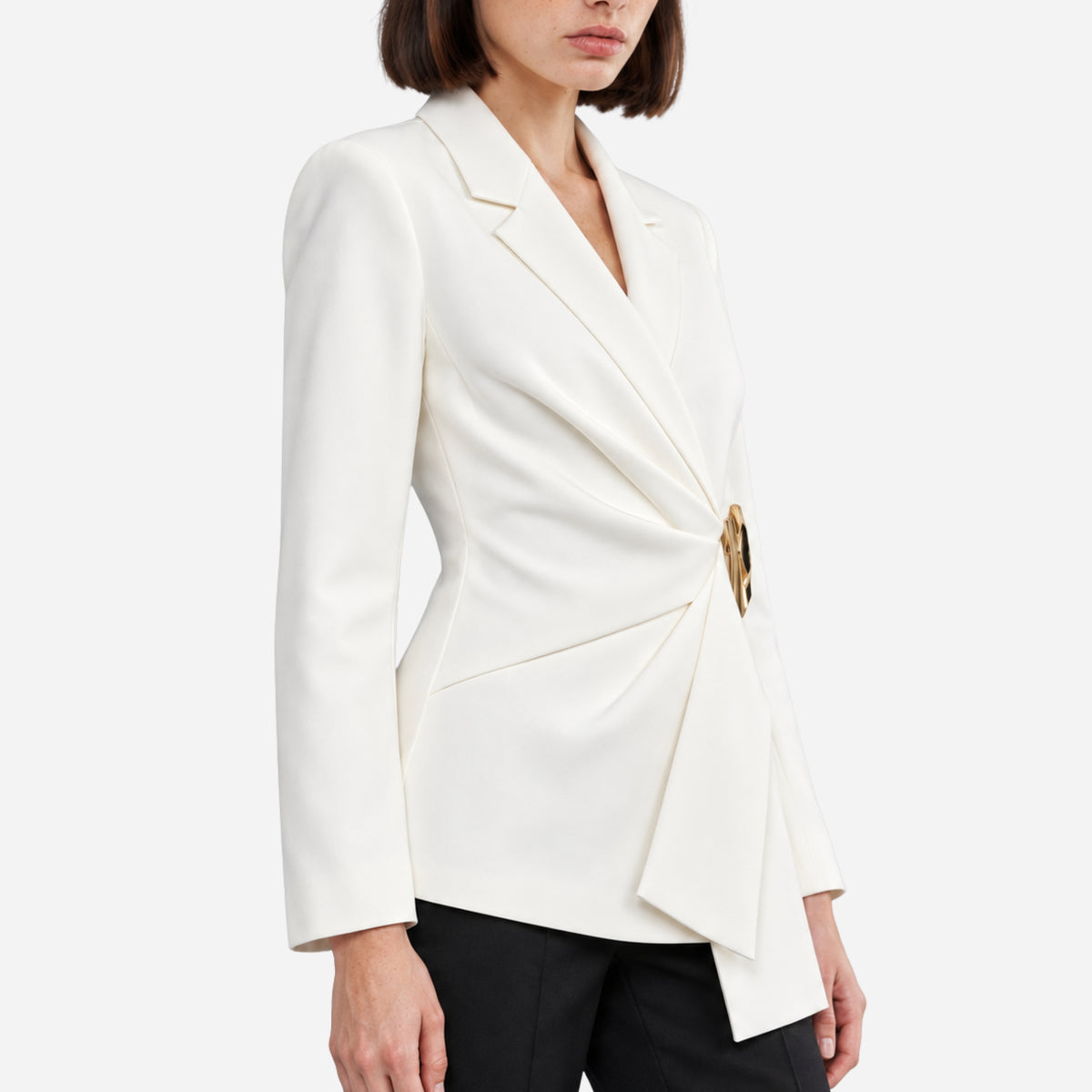 Women’s Asymmetric Buckle-Waist Wrap Blazer