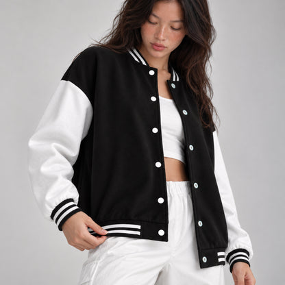 Women's Fleece-Lined Varsity Jacket-Fowsa