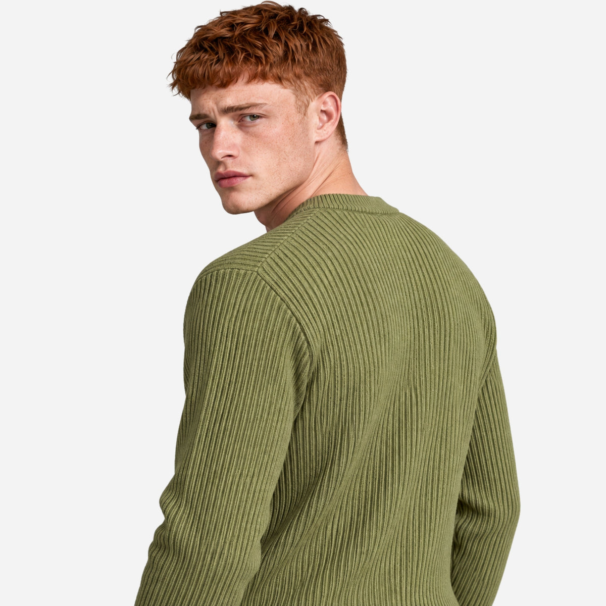 Men’s Textured Rib Knit Crew Jumper