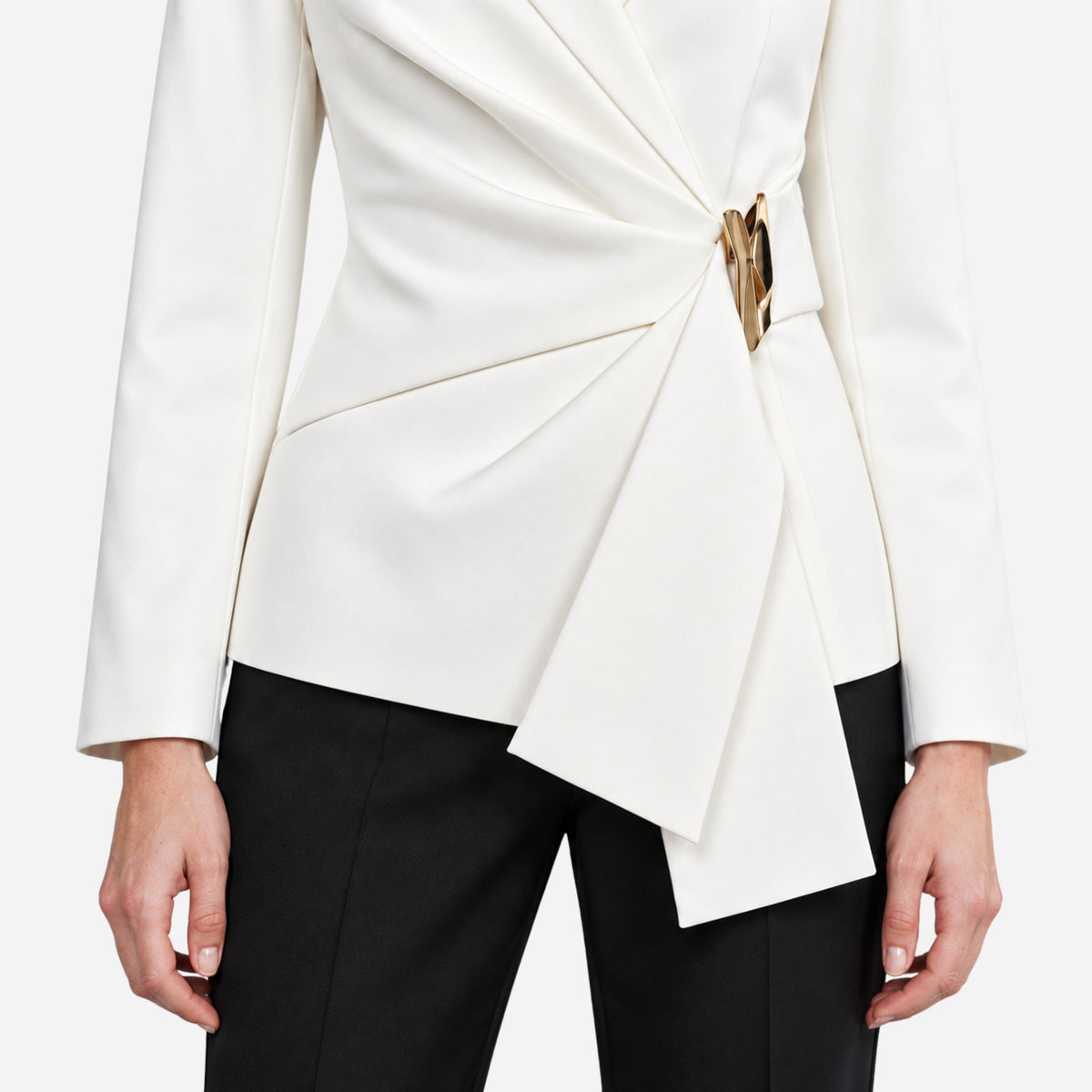 Women’s Asymmetric Buckle-Waist Wrap Blazer