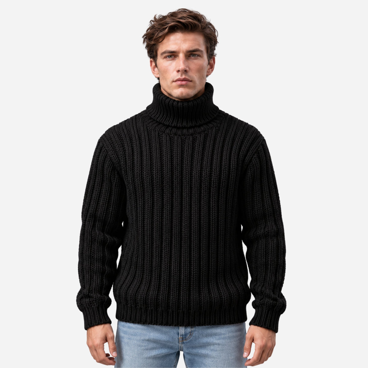 Men’s Ribbed Roll Neck Knitted Jumper