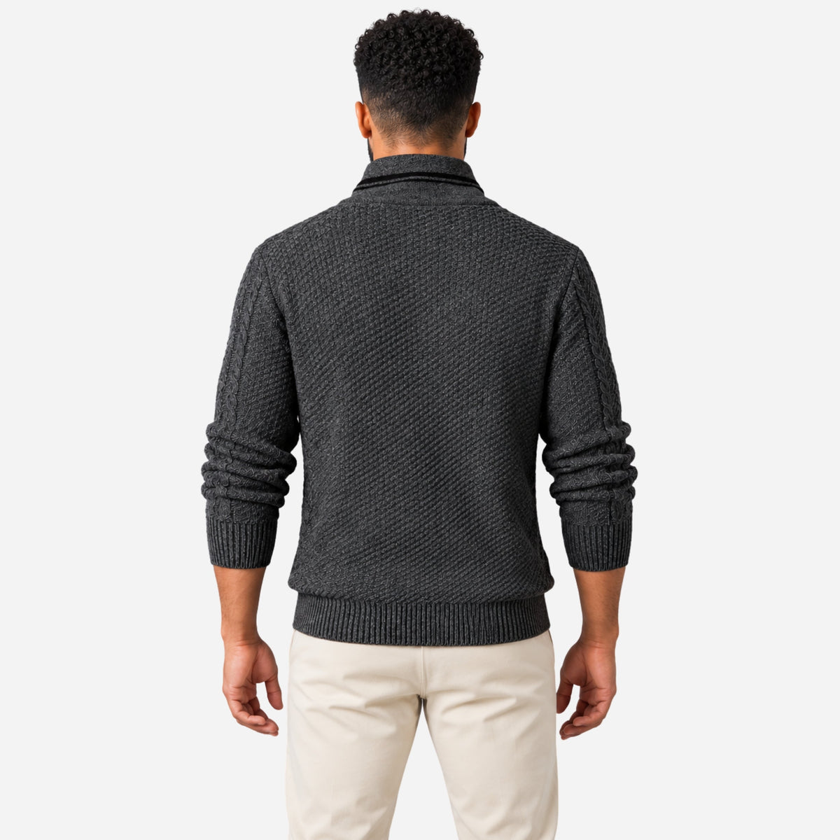 Men’s Cable Knit Shawl Collar Jumper