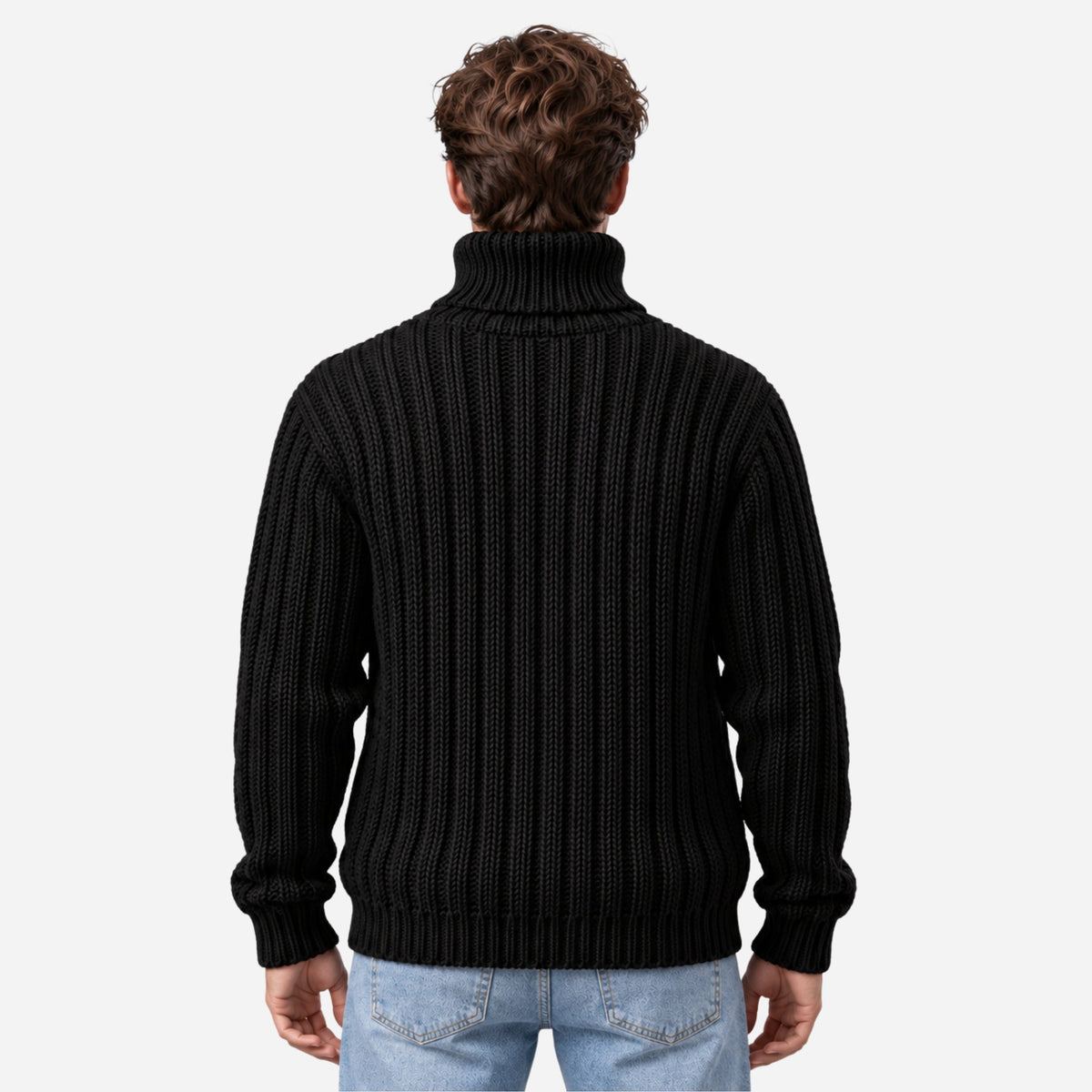 Men’s Ribbed Roll Neck Knitted Jumper