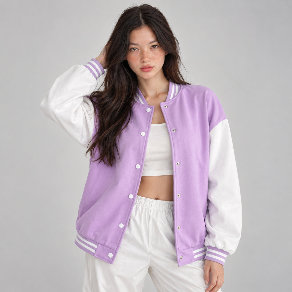 Women's Fleece-Lined Varsity Jacket-Fowsa