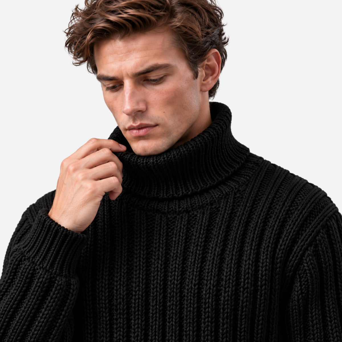 Men’s Ribbed Roll Neck Knitted Jumper