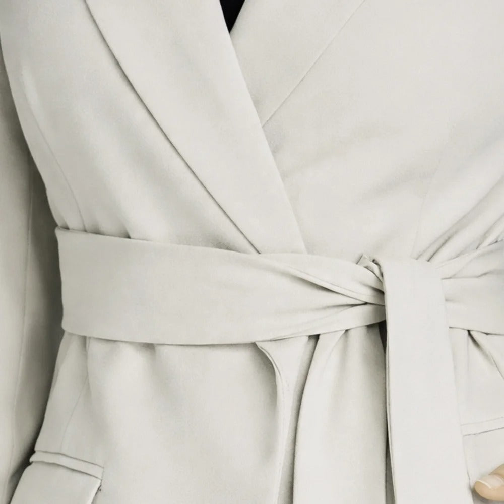 Belted Wrap Blazer in Off-White