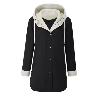 Color-Block Hooded Long Coat-Fowsa