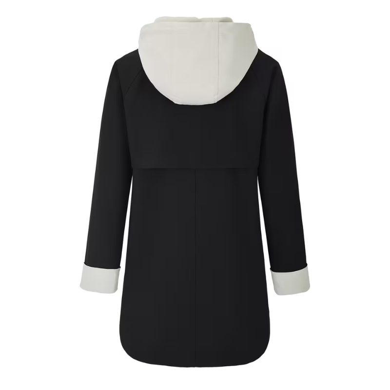 Color-Block Hooded Long Coat-Fowsa