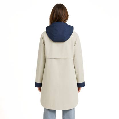 Color-Block Hooded Long Coat-Fowsa