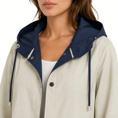 Color-Block Hooded Long Coat-Fowsa